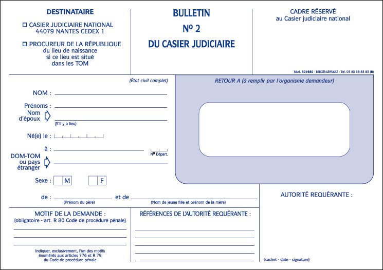 casier judiciaire b2